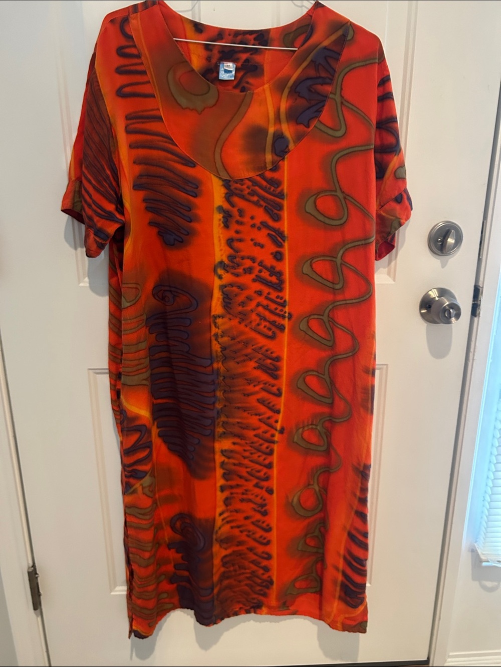 Vintage Afghan Blue Sky vibrant colored tunic dress